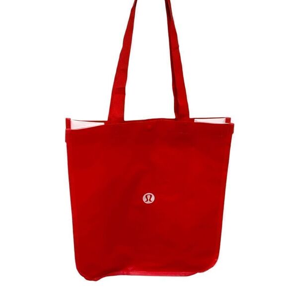 LULULEMON Reusable Large Red Plastic Tote Shopping Bag - Picture 9 of 11